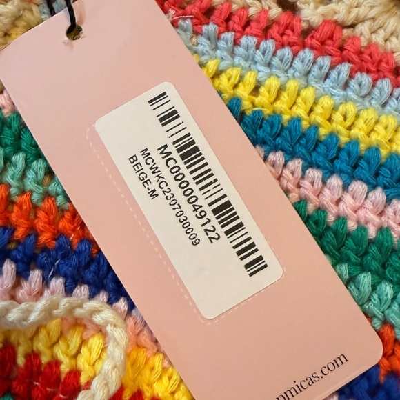 Micas NWT Crochet Rainbow Two Piece Set Lace Up Top & Shorts Size M - Picture 3 of 9